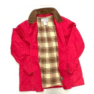 L.L. Bean corduroy neck chore barn women red jacket Sz XL
